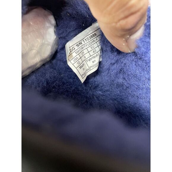 UGG Ascot Slipper Blue Matte Leather Navy Wool Loafers Men’s 10M US/43EU 1103889 - Picture 8 of 16